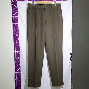 Bellissimo Dark Tan/Brown Subtle Stripe Men's Dress Pants -Sz 34W 32L (tailored)